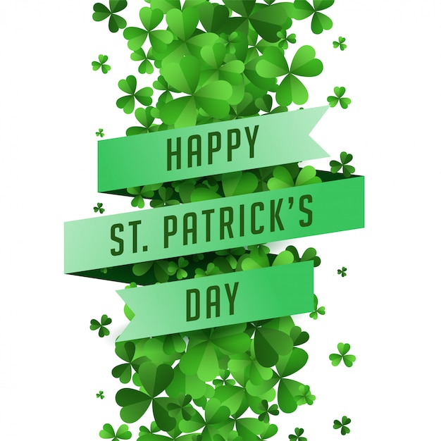 Free Vector clover leaves with green ribbon