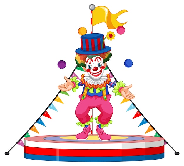 Free Vector clown perform on stage on white background