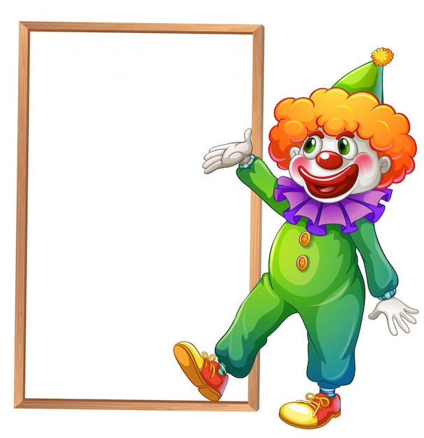 A clown pointing at the white board