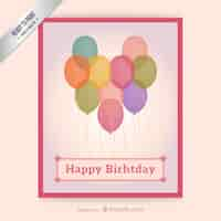 Free vector cmyk birthday card with balloons