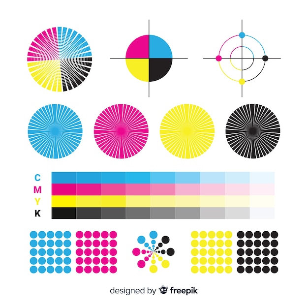 Free vector cmyk calibration element collection