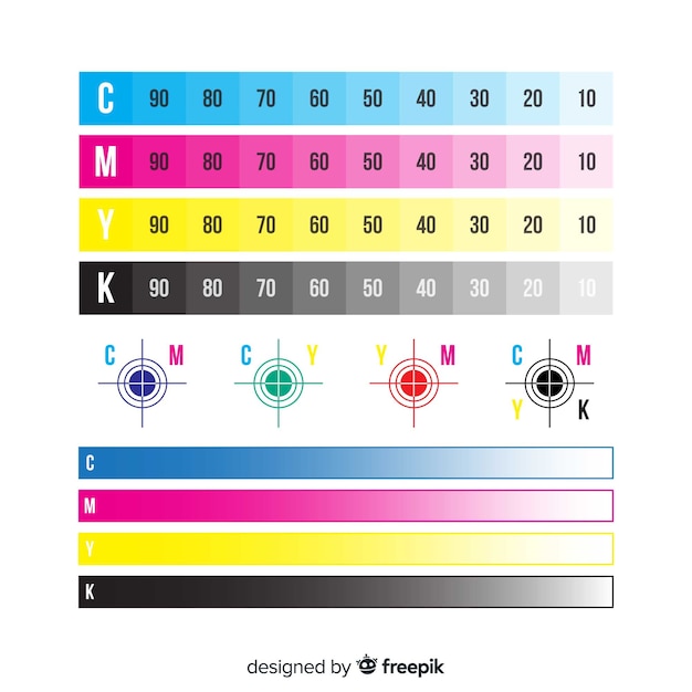 Free vector cmyk calibration element collection