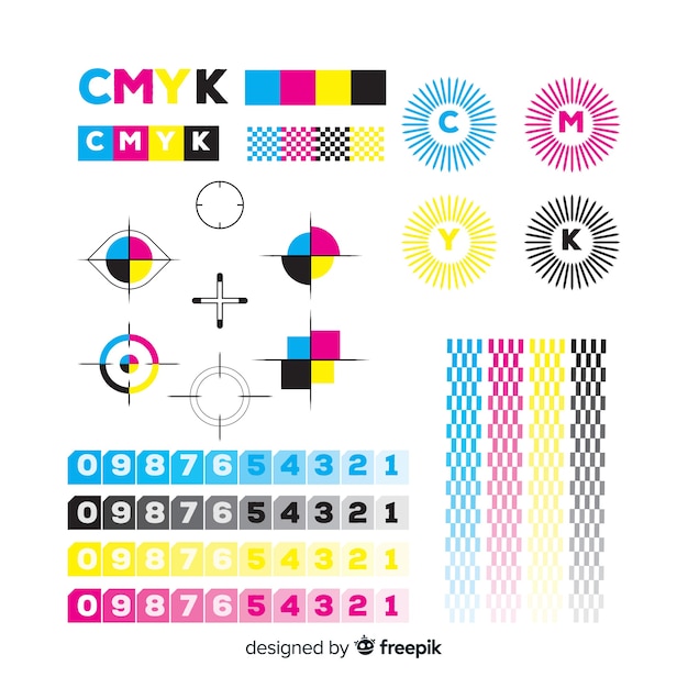 Free vector cmyk calibration element collection