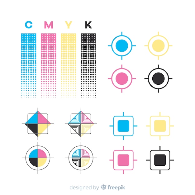 Free vector cmyk calibration element collection