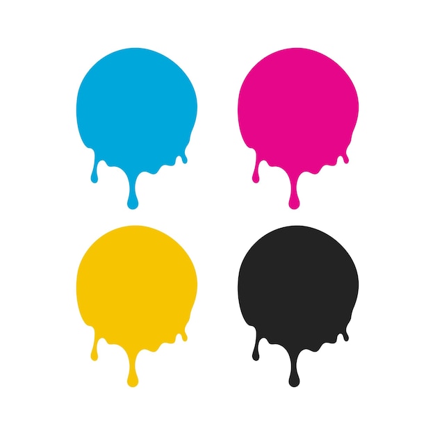 Free vector cmyk drip circles set