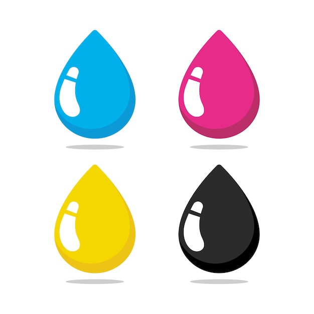 Free Vector cmyk droplets flat colour with shadows