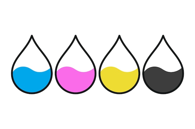 Free vector cmyk droplets set half filled waves