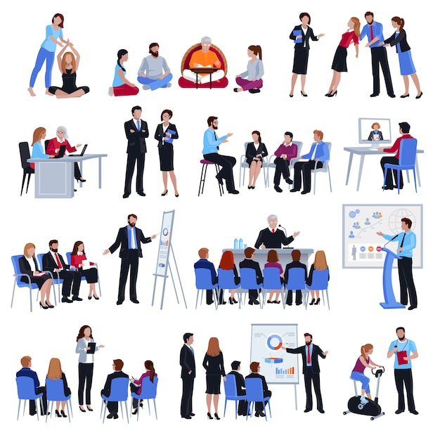 Coaching Mentoring Discipleship  Flat Icons Set 