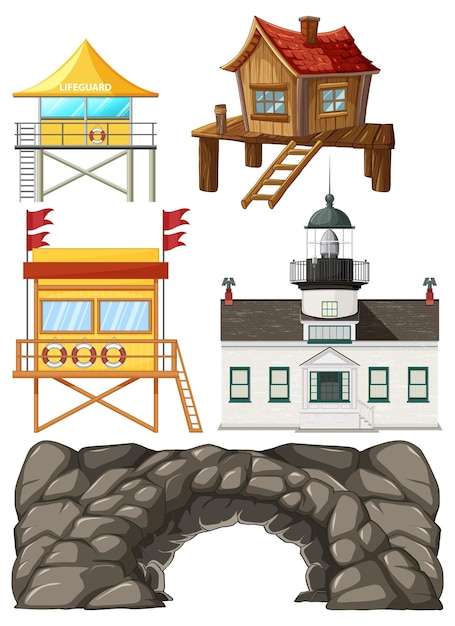 Free Vector coastal buildings and structures