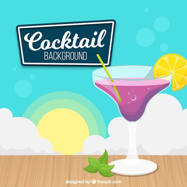 Free Vector cocktail background with lemon slice