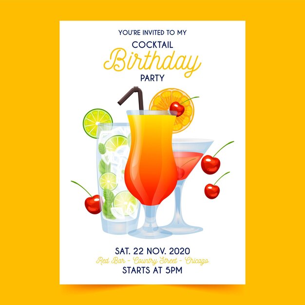 Cocktail birthday party invitation template