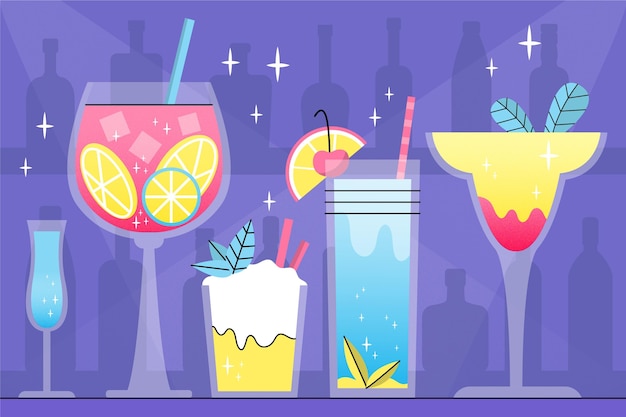 Free Vector cocktail collection draw