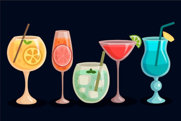 Free Vector cocktail collection in flat design