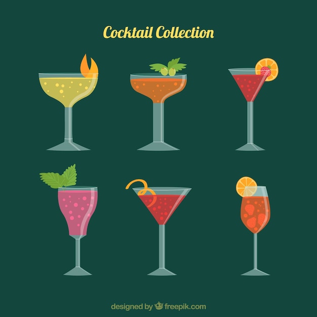 Cocktail collection with flat design