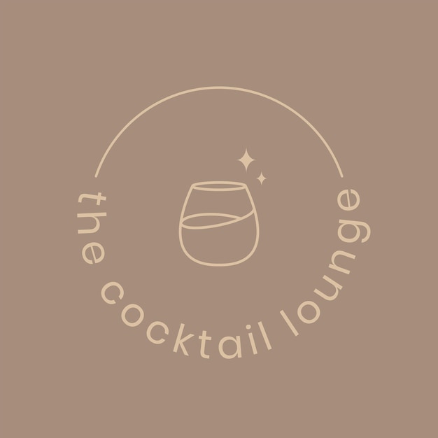 Free Vector cocktail lounge logo template with minimal cocktail glass illustration