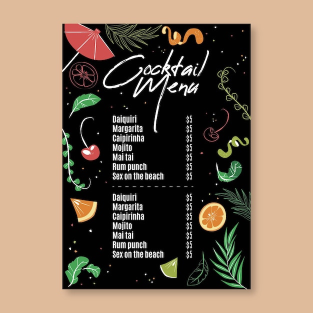 Cocktail menu template