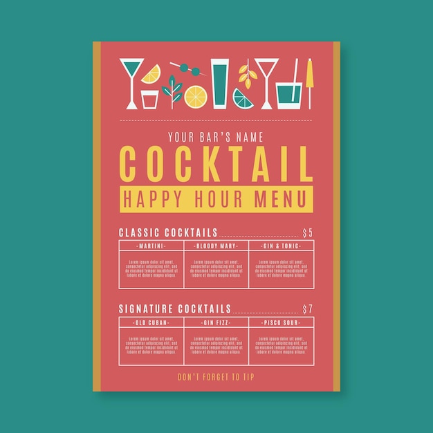 Cocktail menu template