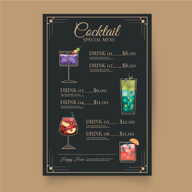 Cocktail menu template