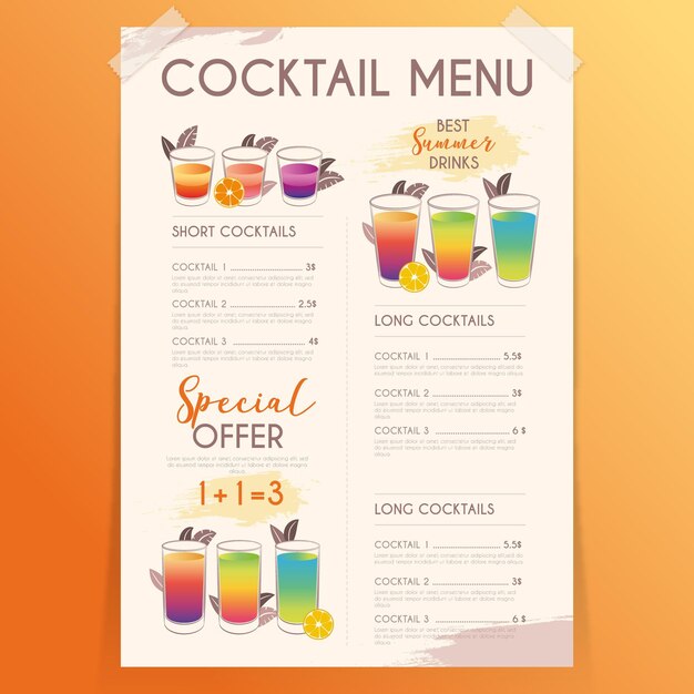 Cocktail menu template