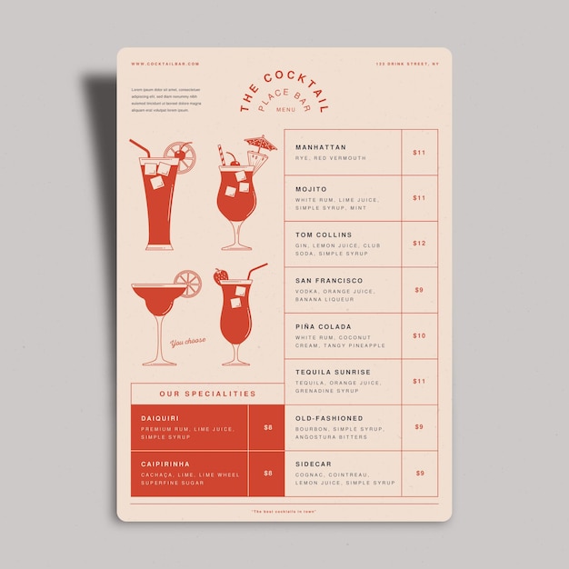 Cocktail menu template