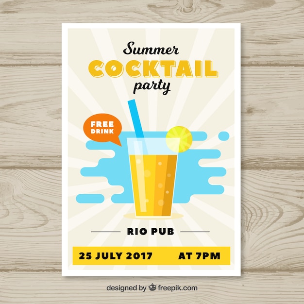 Free Vector cocktail party brochure in flat design