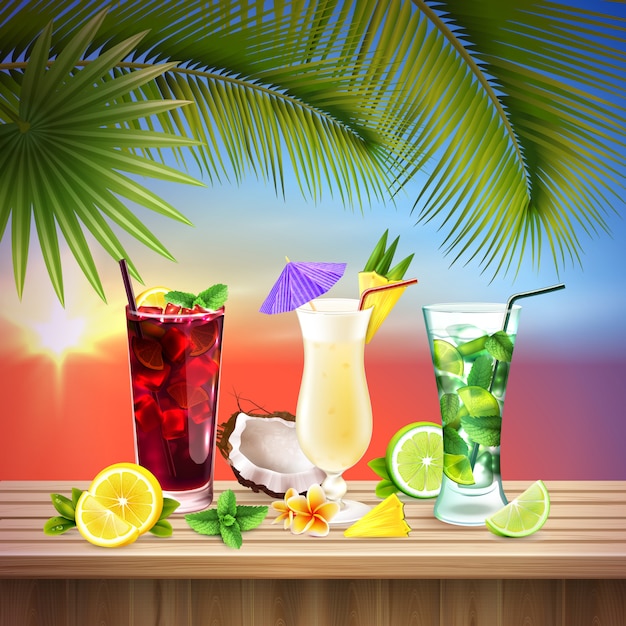 Cocktails Set Realistic Composition