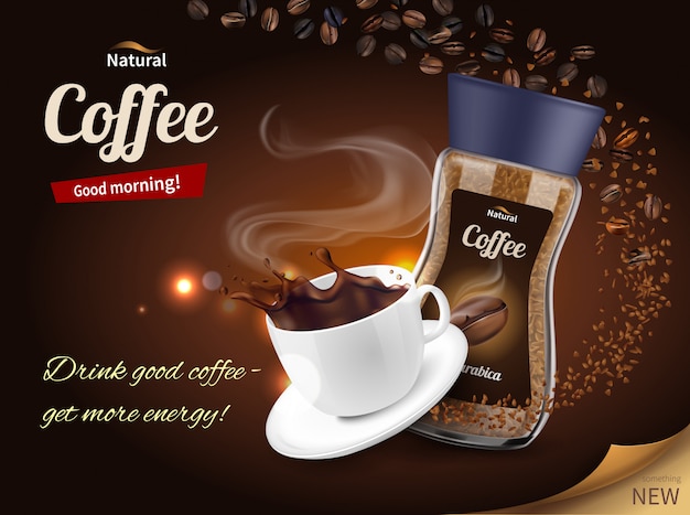 Free Vector coffee advertisement realistic composition