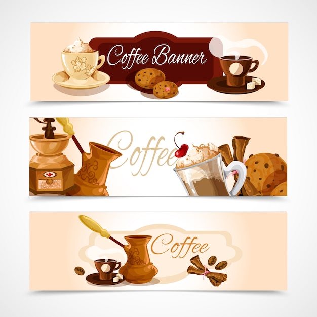 Free Vector coffee banners horizontal