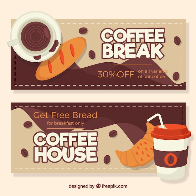 Free Vector coffee banners with discounts