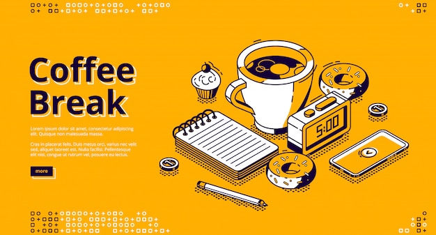 Coffee break isometric  , web banner