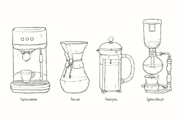 Coffee brewing methods collection