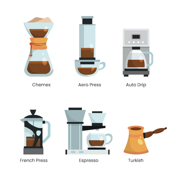 Free Vector coffee brewing methods concept