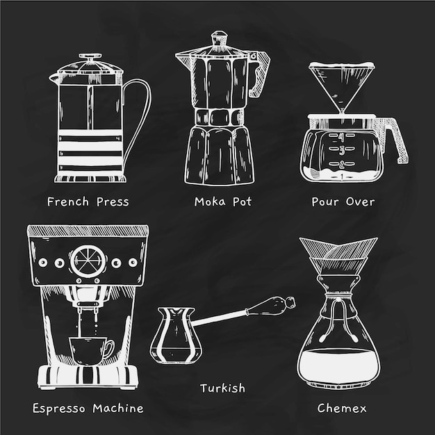 Coffee brewing methods concept