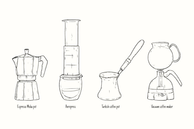 Coffee brewing methods concept