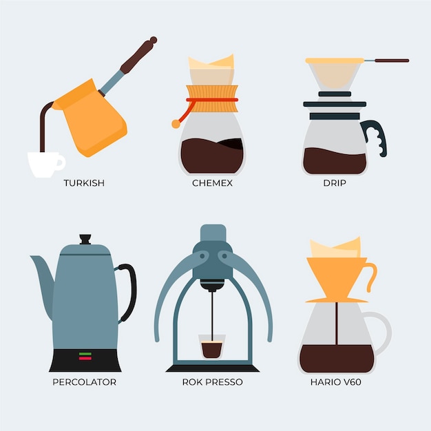 Free Vector coffee brewing methods concept