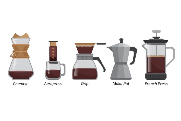 Coffee brewing methods illustration