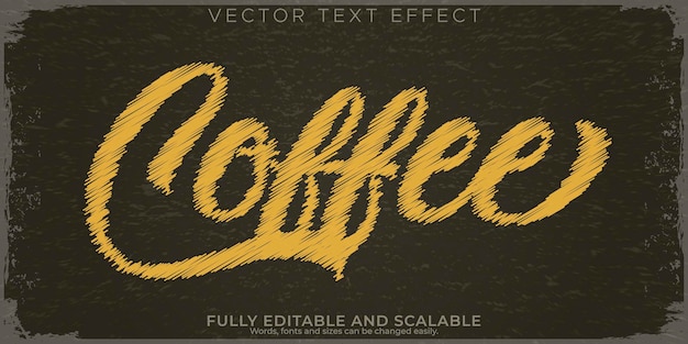 Free Vector coffee chalk text effect editable vintage and menu text style