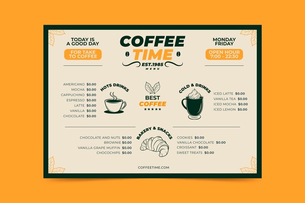 Coffee concept menu template