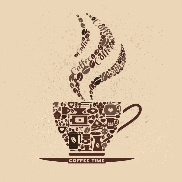 Free Vector coffee cup made of coffee icons