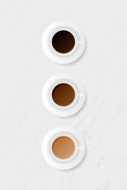 Coffee cup on white marble background template vector