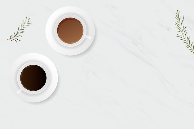 Free Vector coffee cup on white marble background