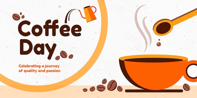 Free Vector coffee day banner design