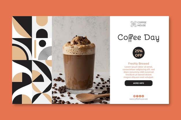 Coffee day horizontal banner template