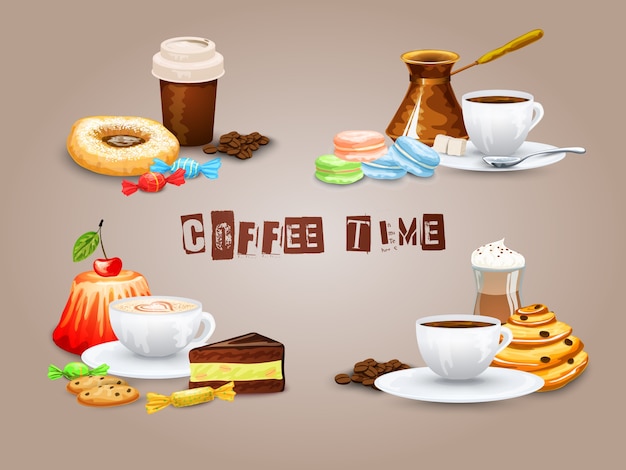 Free Vector coffee decorative icons set