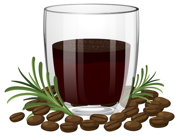 Free Vector coffee drink with beans and herbs