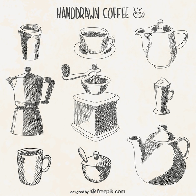 Free Vector coffee elements drawings