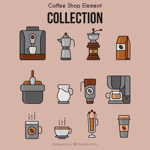 Free Vector coffee elements in flat design