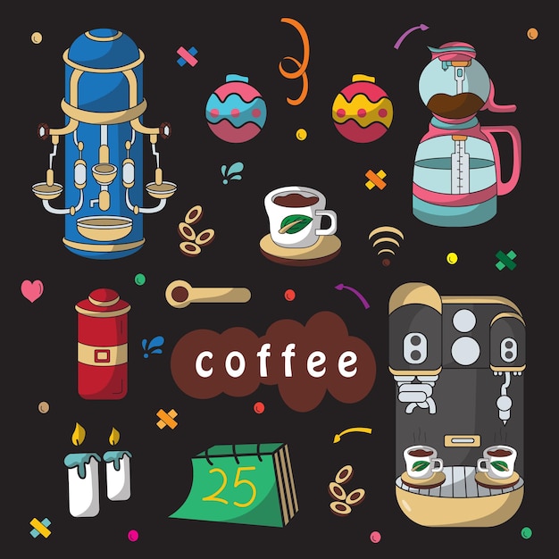 Free Vector coffee hand drawn doodle coloring