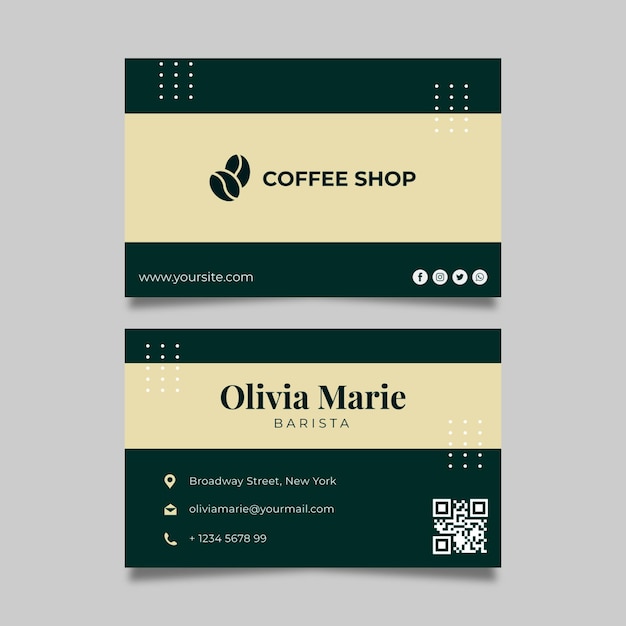 Coffee horizontal business card template