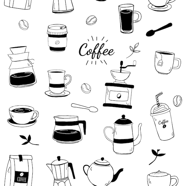 Free vector coffee house and cafe patterned background vector